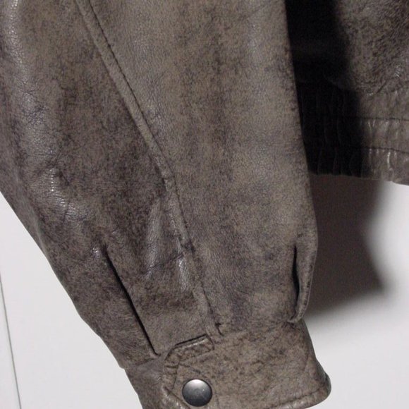 Vtg 80's Peter England Distress Brown Leather Bomber Jacket Sz M - Picture 3 of 11